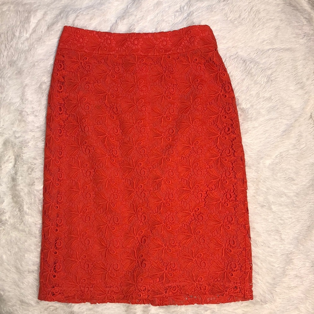 Ann Taylor Orange Lace Skirt